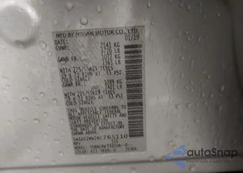 2019 Nissan Rogue Sl из США, поврежденный, VIN 5N1AT2MV2KC765110